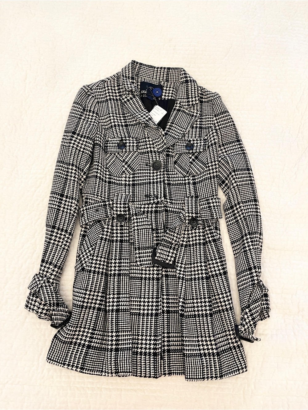 Plaid Belted Pea Coat